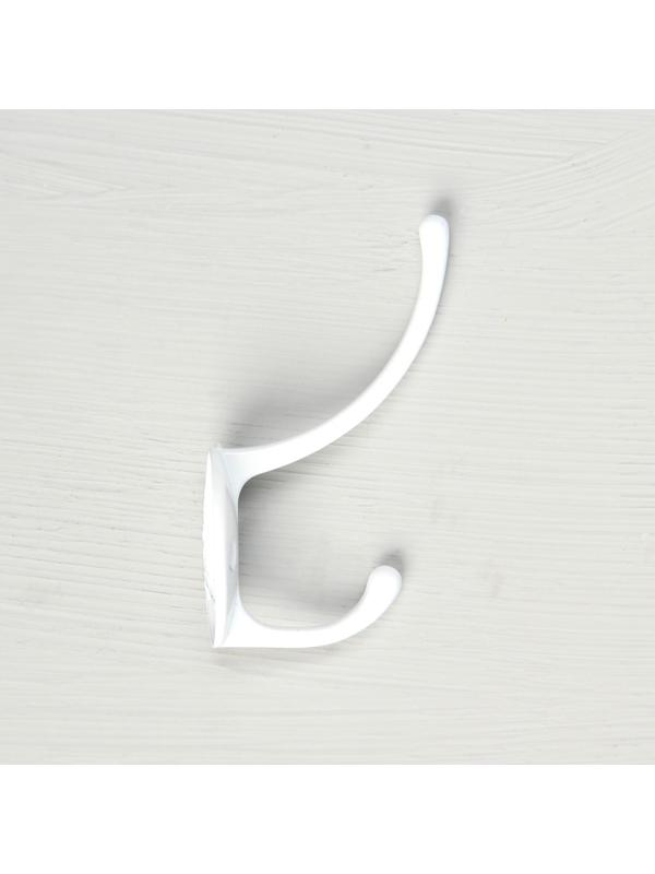 Крючок мебельный KM208WW, двухрожковый, белый