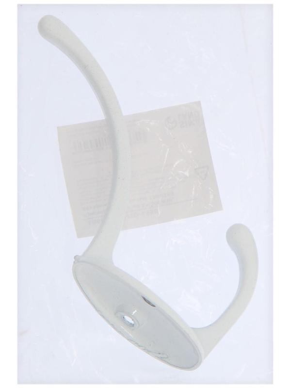 Крючок мебельный KM208WW, двухрожковый, белый