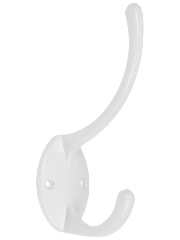 Крючок мебельный KM208WW, двухрожковый, белый