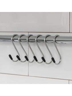 Набор крючков для рейлинга Доляна, d=1,5 см, 6 см, 6 шт, цвет хром