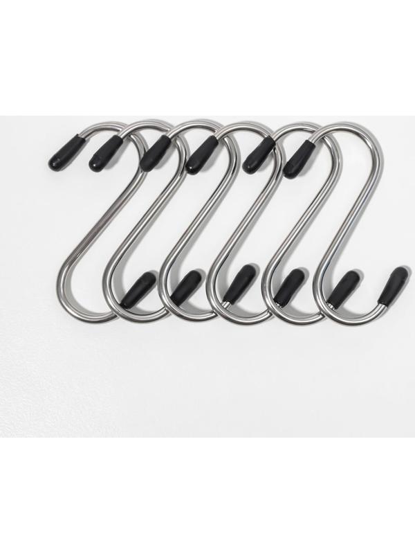 Набор крючков для рейлинга Доляна, d=1,5 см, 6 см, 6 шт, цвет хром