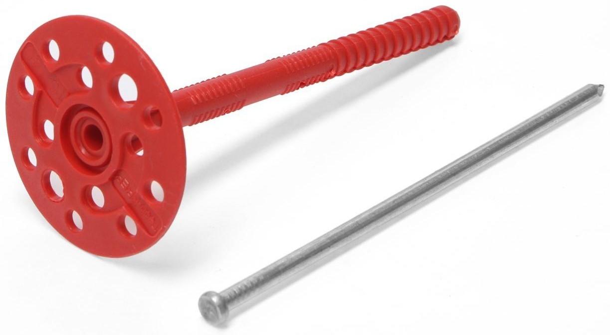 Дюбель для теплоизоляции с металлическим гвоздём, 10х140 мм, в пакете 25 шт.