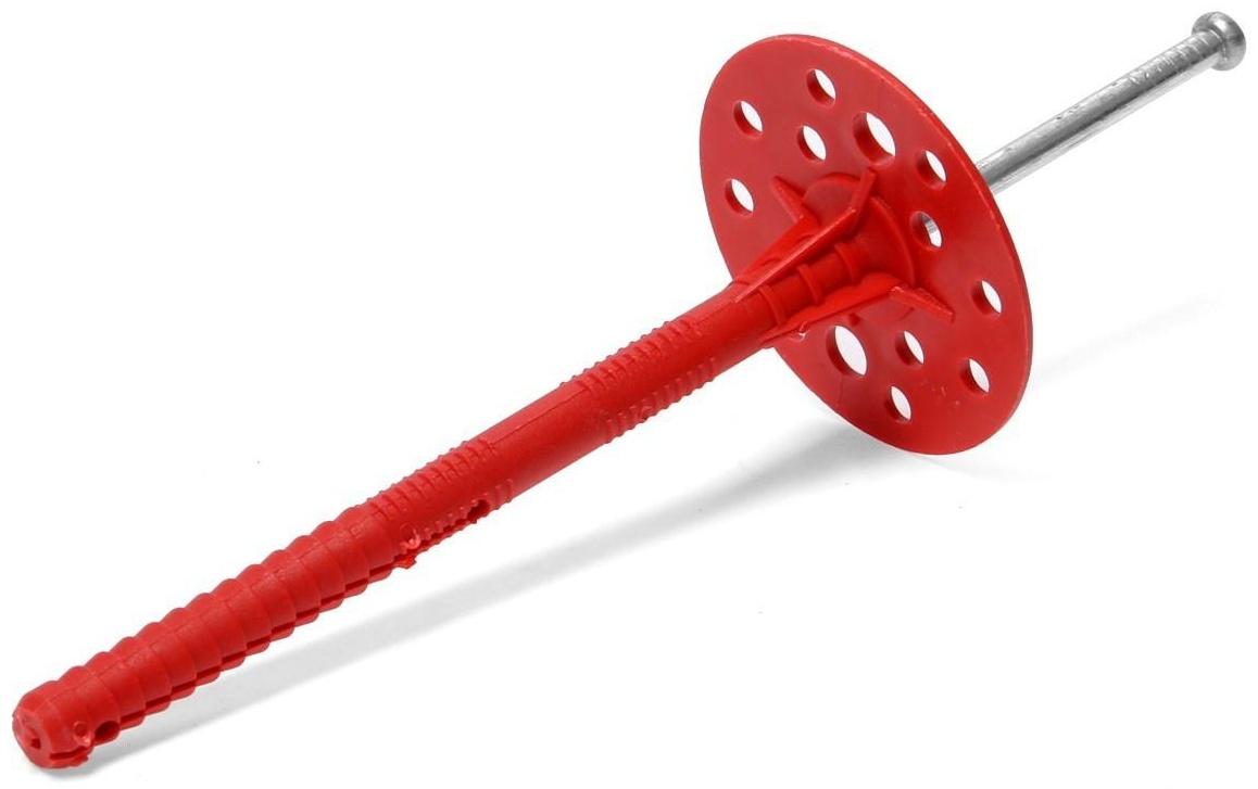 Дюбель для теплоизоляции с металлическим гвоздём, 10х140 мм, в пакете 25 шт.