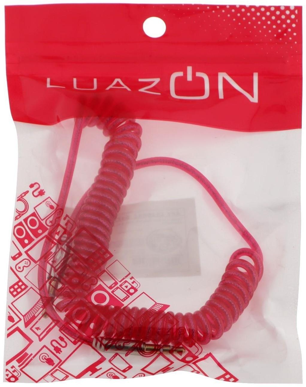 Кабель аудио LuazON, AUX, Jack 3.5 (m)-Jack 3.5 (m), штекер на пружине, 1 м, МИКС