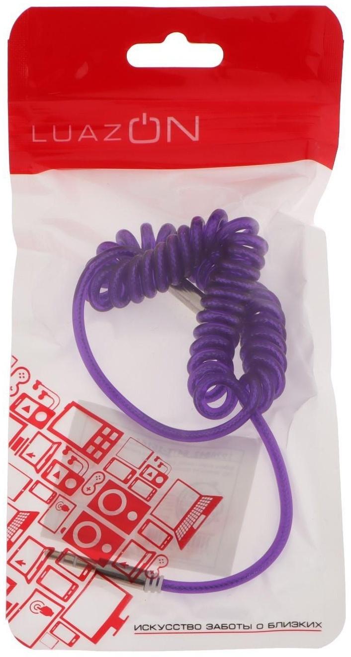 Кабель аудио LuazON, AUX, Jack 3.5 (m)-Jack 3.5 (m), штекер на пружине, 1 м, МИКС