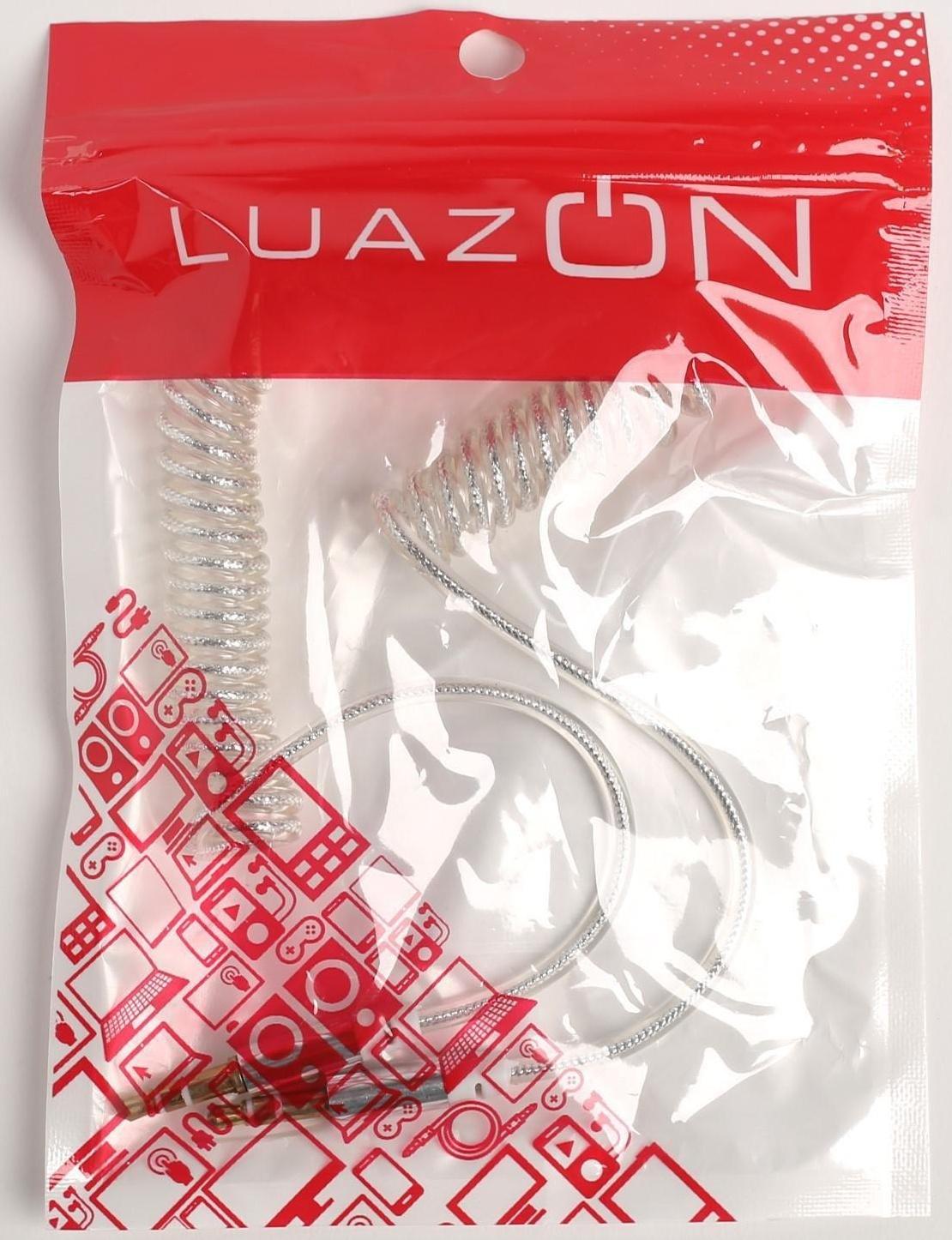 Кабель аудио LuazON, AUX, Jack 3.5 (m)-Jack 3.5 (m), штекер на пружине, 1 м, МИКС