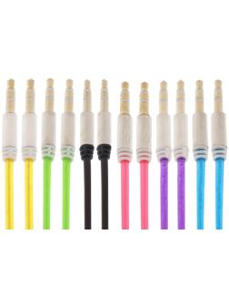 Кабель аудио LuazON, AUX, Jack 3.5 (m)-Jack 3.5 (m), штекер на пружине, 1 м, МИКС