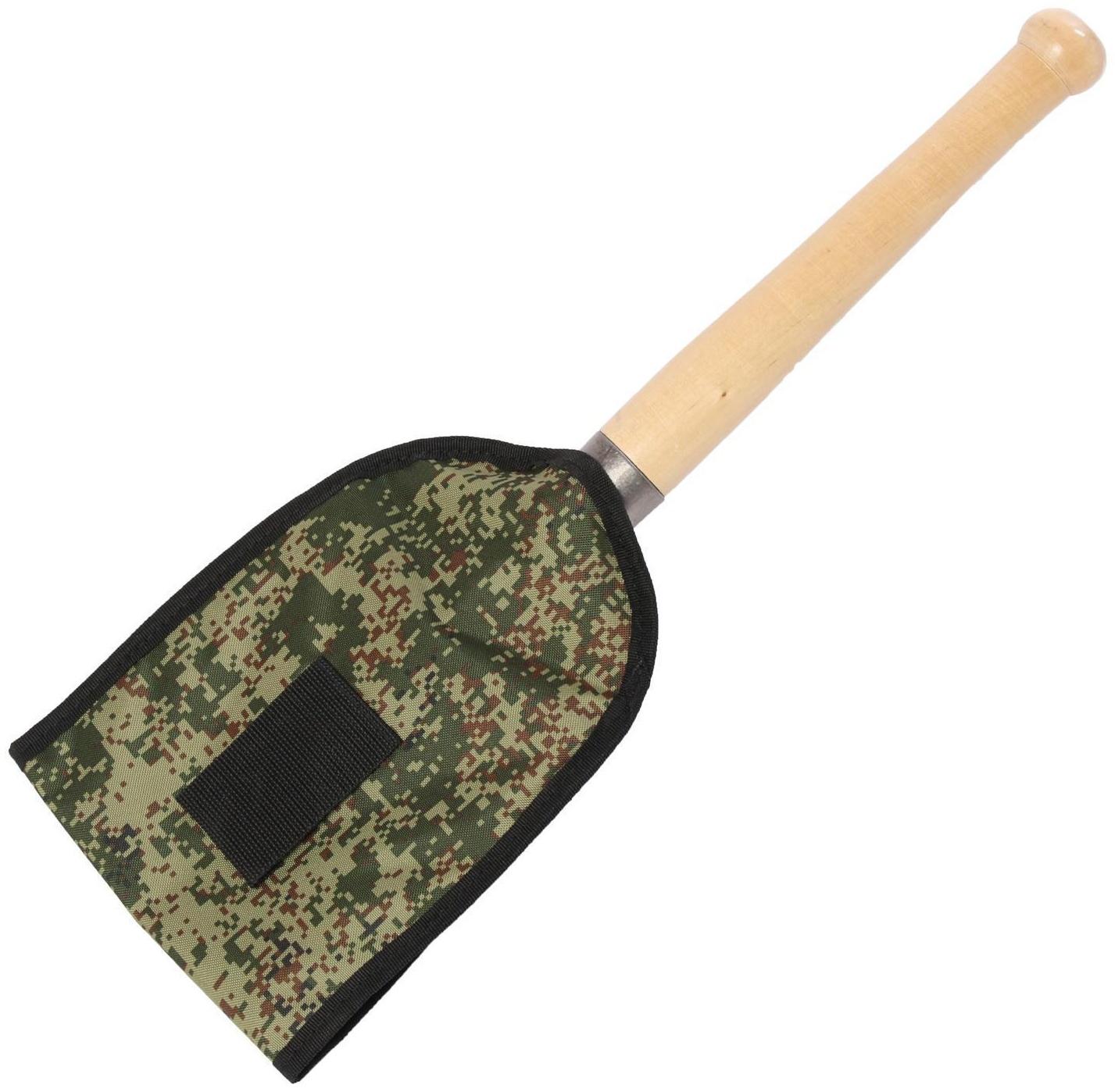 Лопата автомобильная, длина 50 см, титан, деревянный черенок, в чехле