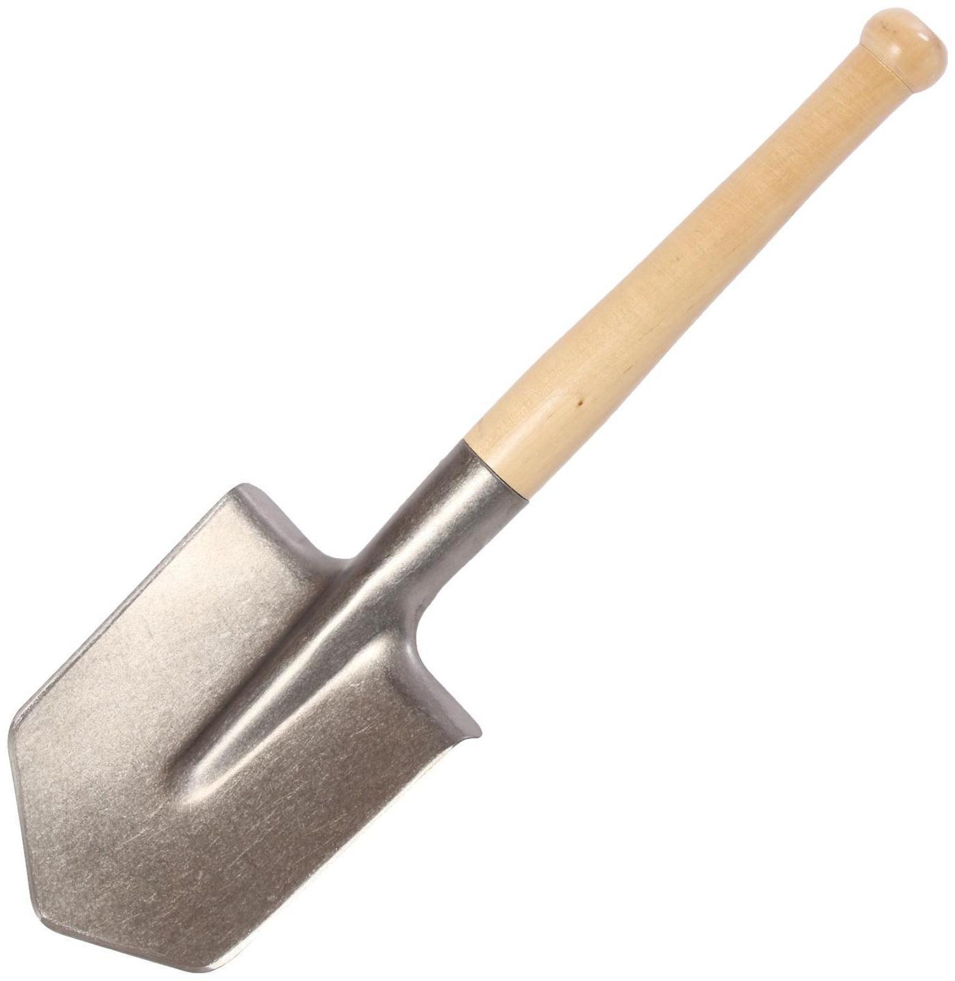 Лопата автомобильная, длина 50 см, титан, деревянный черенок, в чехле