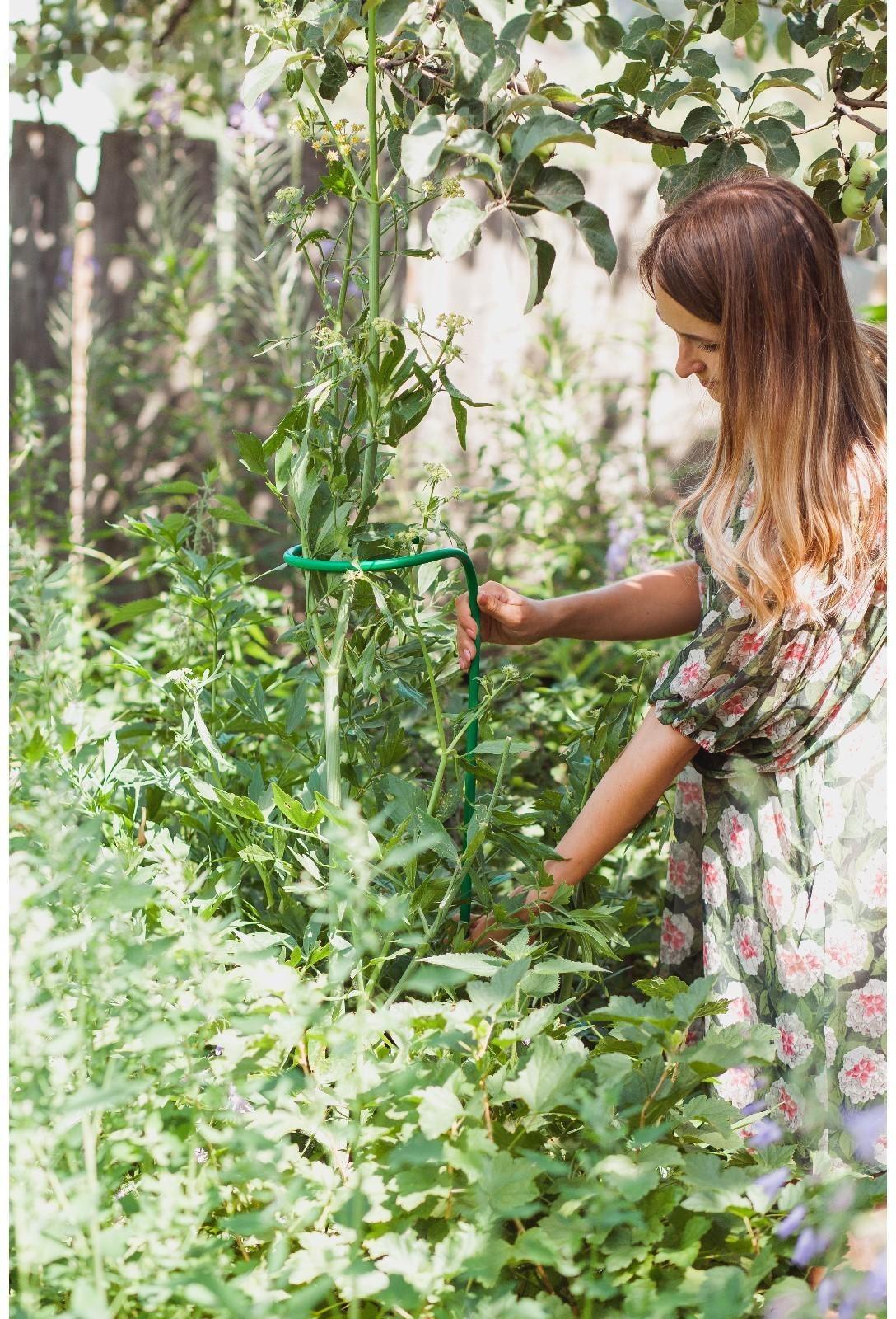 Кустодержатель для цветов, d = 20 см, h = 120 см, ножка d = 1 см, металл, зелёный