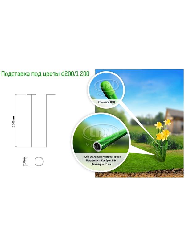 Кустодержатель для цветов, d = 20 см, h = 120 см, ножка d = 1 см, металл, зелёный