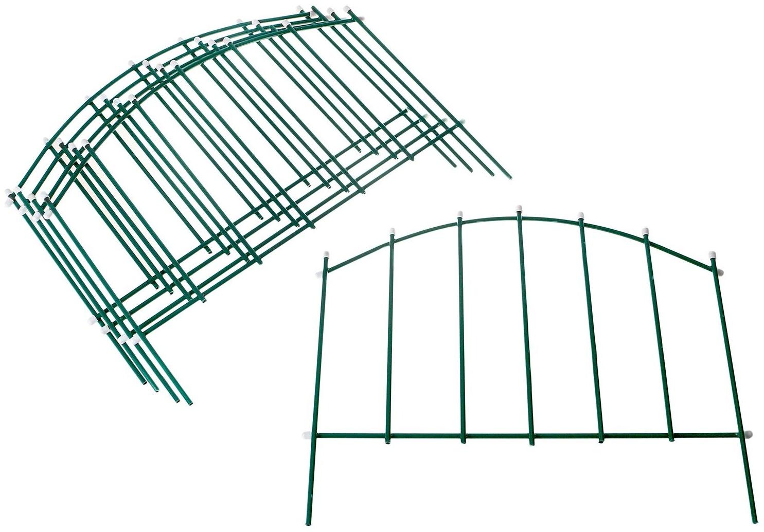 Ограждение декоративное, 68 × 410 см, 5 секций, металл, зелёное, «Вертикаль»
