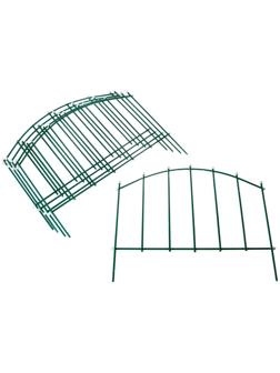Ограждение декоративное, 68 × 410 см, 5 секций, металл, зелёное, «Вертикаль»