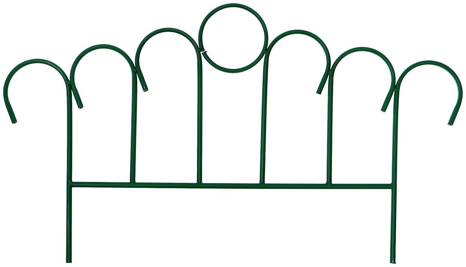 Ограждение декоративное, 49 × 415 см, 5 секций, металл, зелёное, «Восход»
