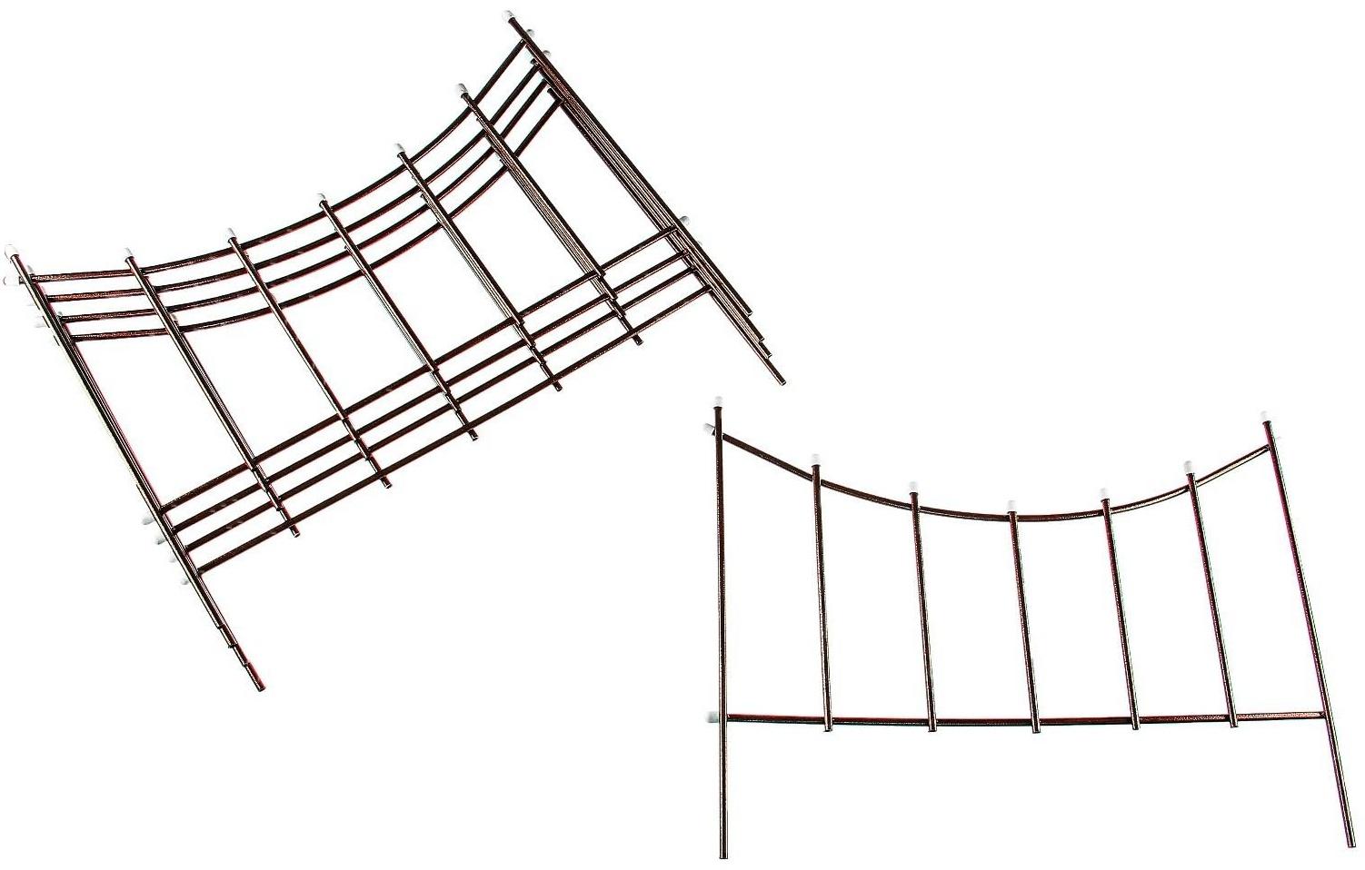 Ограждение декоративное, 60 × 410 см, 5 секций, металл, бронзовое, «Горизонталь»