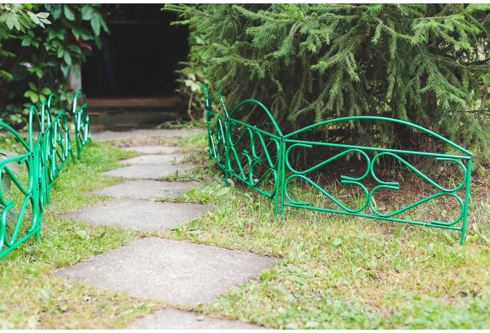 Ограждение декоративное, 50 × 315 см, 5 секций, металл, зелёное, «Дачный плюс», Greengo