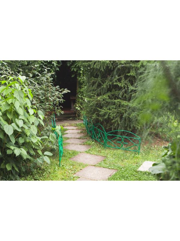 Ограждение декоративное, 50 × 315 см, 5 секций, металл, зелёное, «Дачный плюс», Greengo