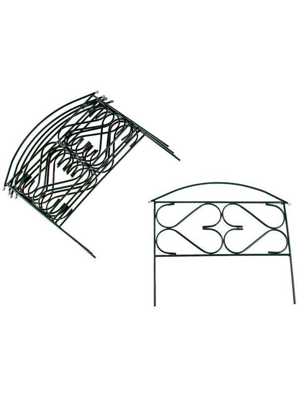 Ограждение декоративное, 50 × 315 см, 5 секций, металл, зелёное, «Дачный плюс», Greengo