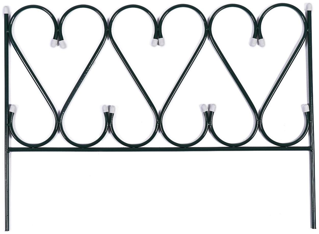 Ограждение декоративное, 54 × 340 см, 5 секций, металл, зелёное, «Изящный»