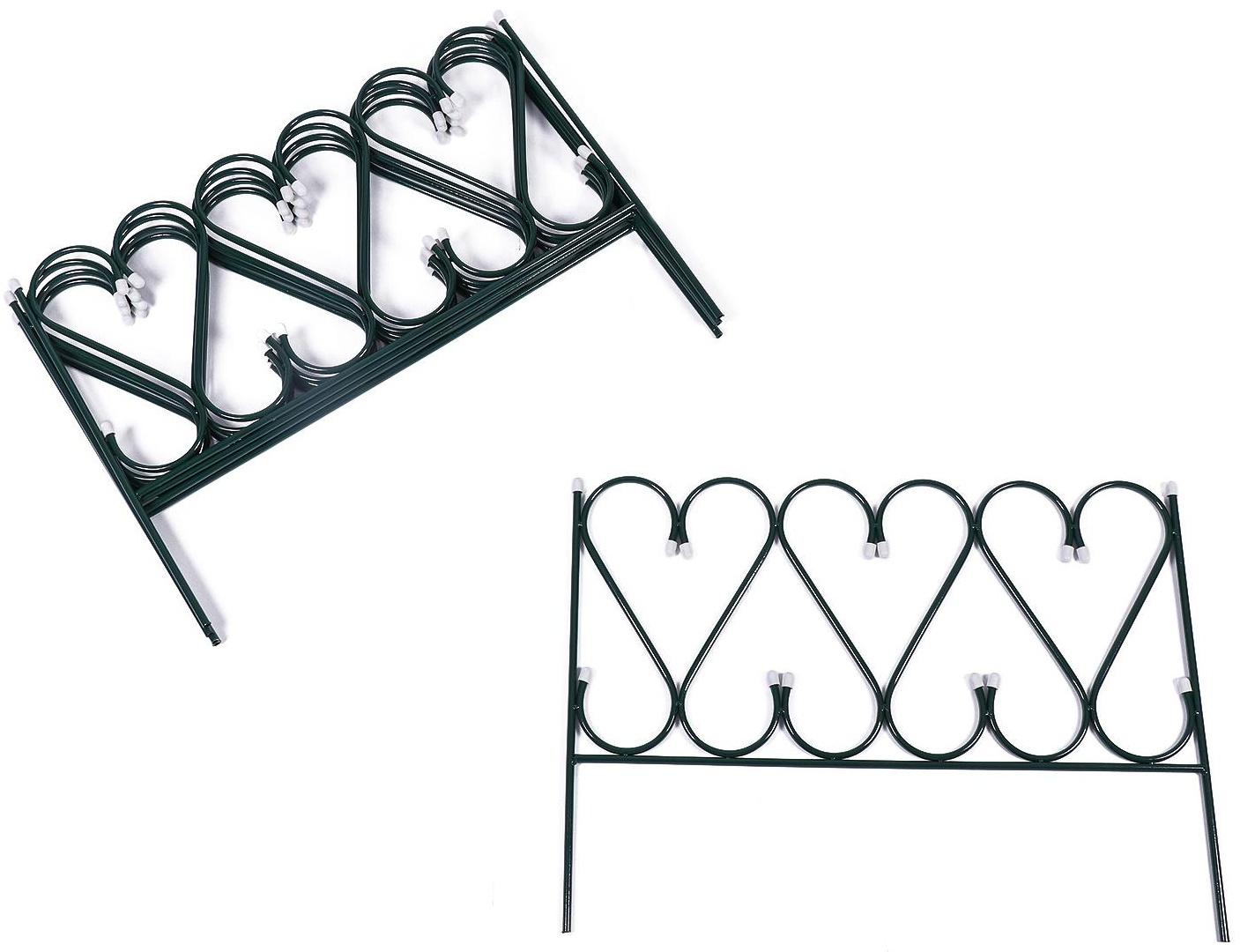 Ограждение декоративное, 54 × 340 см, 5 секций, металл, зелёное, «Изящный»