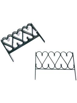 Ограждение декоративное, 54 × 340 см, 5 секций, металл, зелёное, «Изящный»