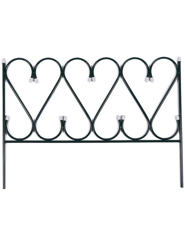 Ограждение декоративное, 54 × 340 см, 5 секций, металл, зелёное, «Изящный»