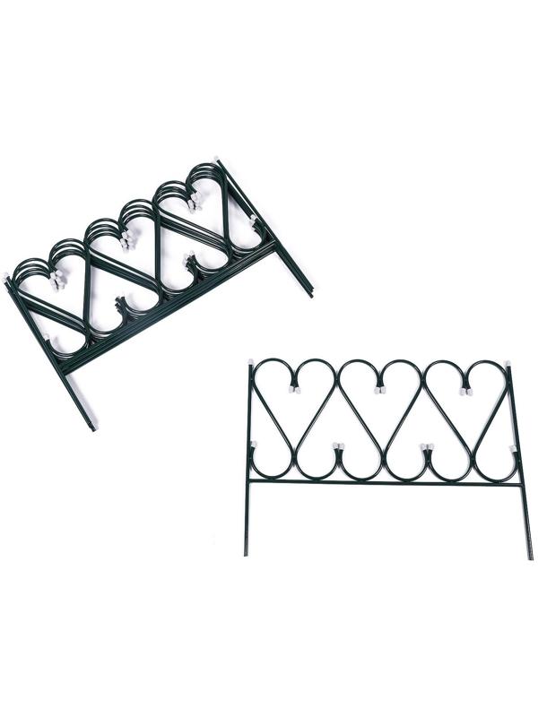 Ограждение декоративное, 54 × 340 см, 5 секций, металл, зелёное, «Изящный»