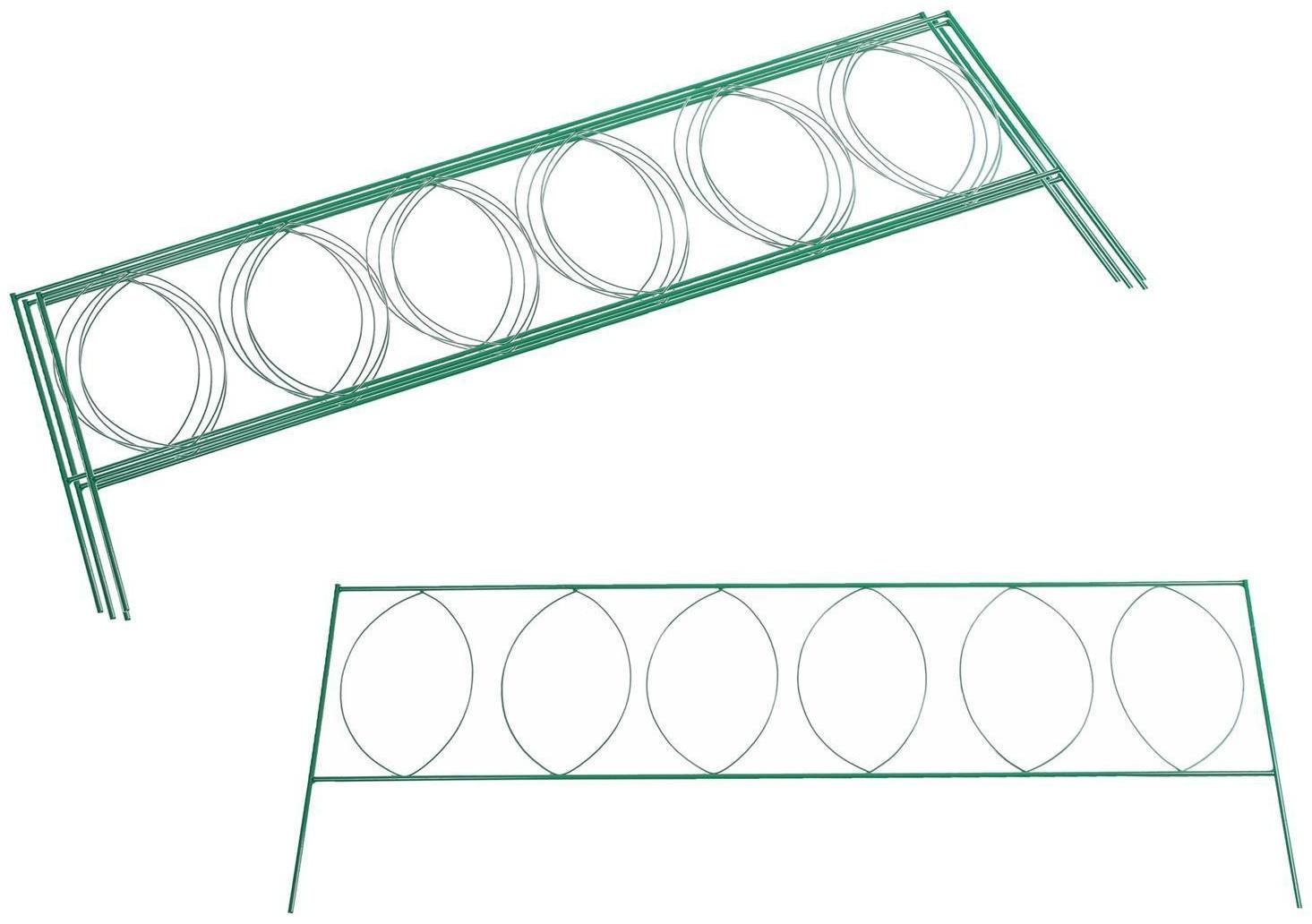 Ограждение декоративное, 60 × 810 см, 5 секций, металл, зелёное, «Садовый большой»