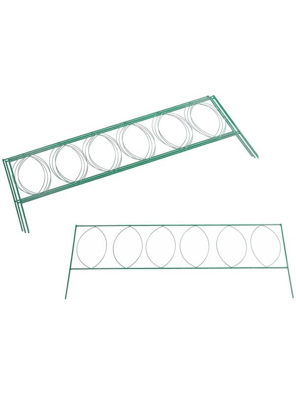 Ограждение декоративное, 60 × 810 см, 5 секций, металл, зелёное, «Садовый большой»