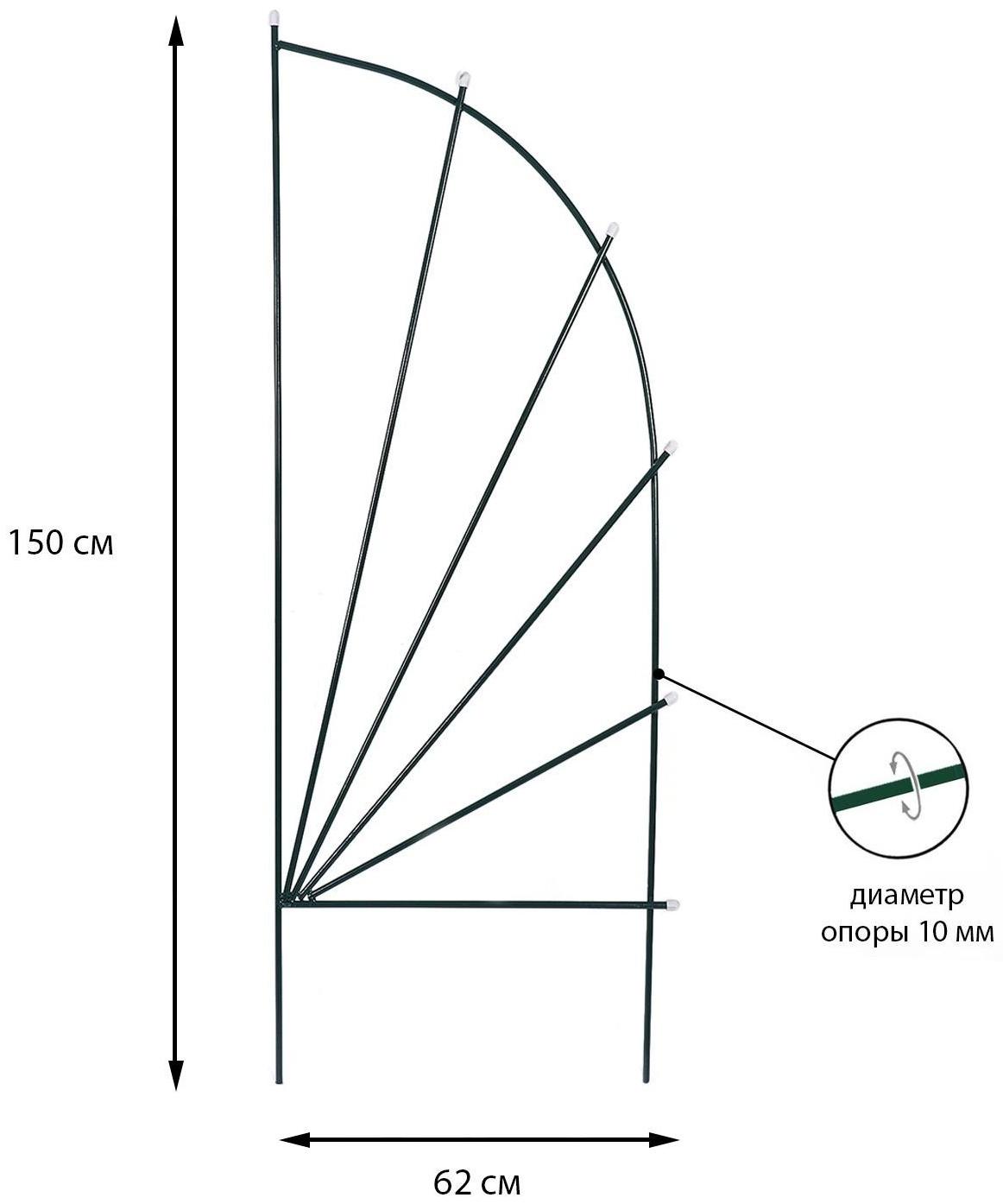 Шпалера, 150 × 62 × 1 см, металл, зелёная, «Парус мини»