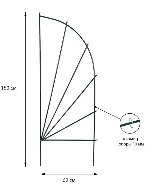 Шпалера, 150 × 62 × 1 см, металл, зелёная, «Парус мини»