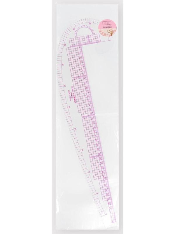 Лекало портновское метрическое «Бочок», с проймой, 47 × 12,5 см, толщина 0,5 мм, цвет прозрачный