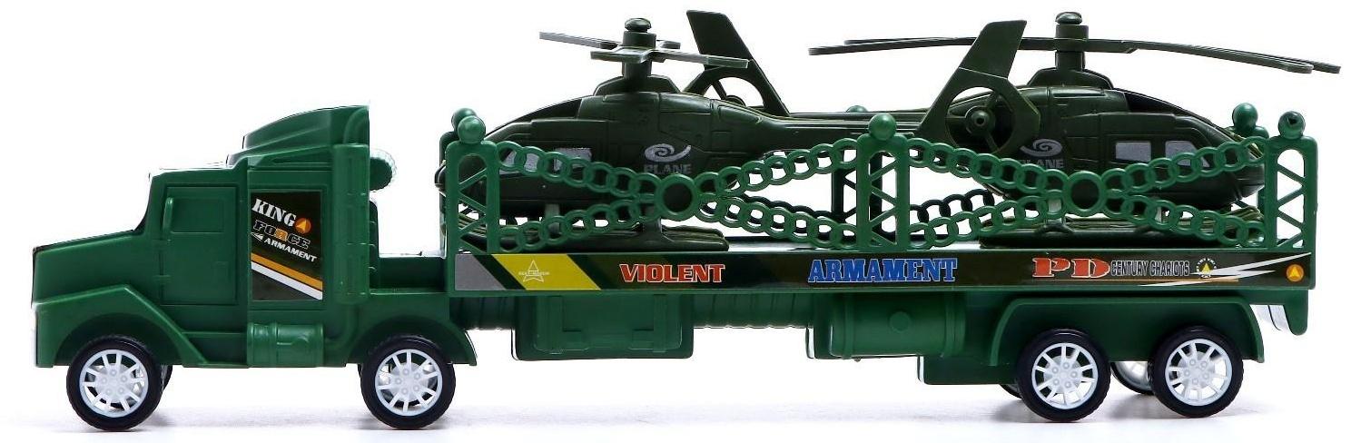 Грузовик инерционный «Военный автовоз», с 2 вертолетами, МИКС