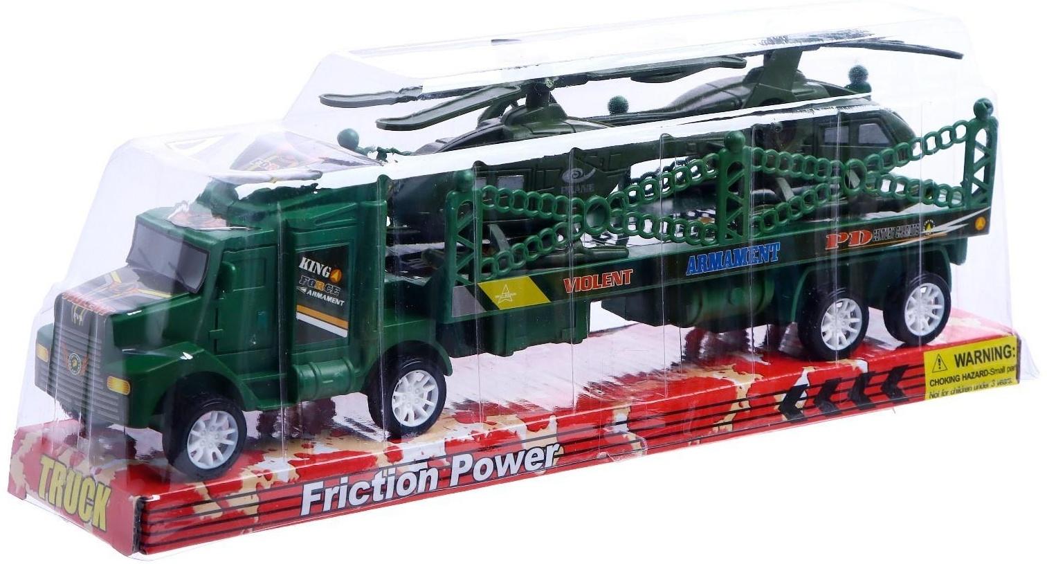 Грузовик инерционный «Военный автовоз», с 2 вертолетами, МИКС