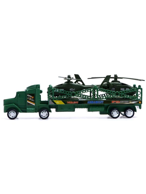 Грузовик инерционный «Военный автовоз», с 2 вертолетами, МИКС