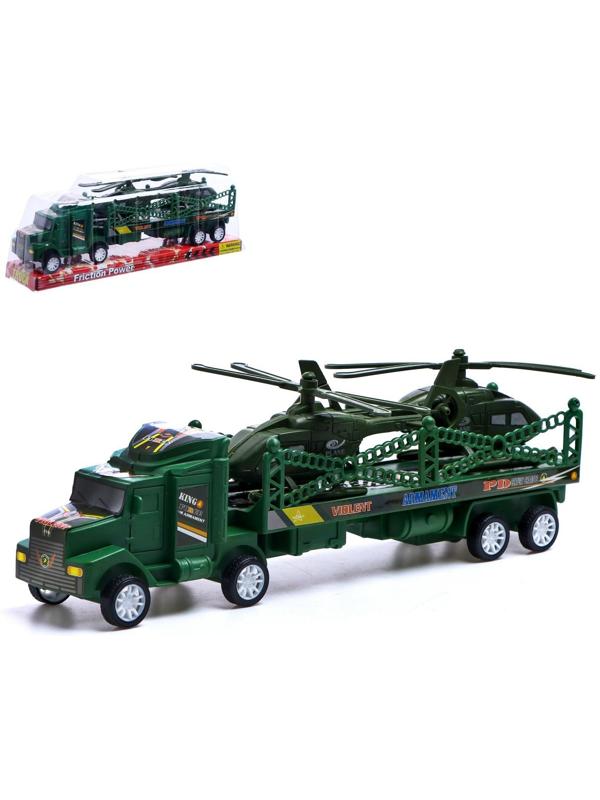 Грузовик инерционный «Военный автовоз», с 2 вертолетами, МИКС