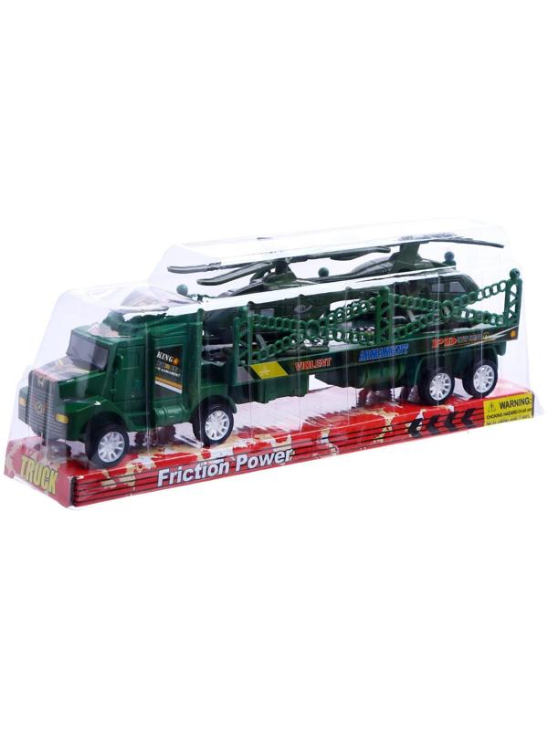 Грузовик инерционный «Военный автовоз», с 2 вертолетами, МИКС