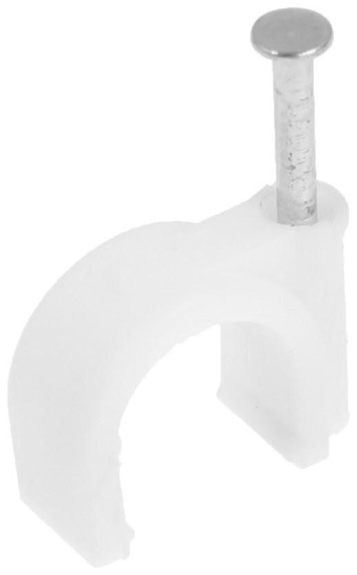 Скоба крепежная круглая ТУНДРА krep, R12, в комплекте с гвоздем, в упаковке 40 шт.