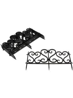 Ограждение декоративное, 32 × 300 см, 6 секций, пластик, чёрное