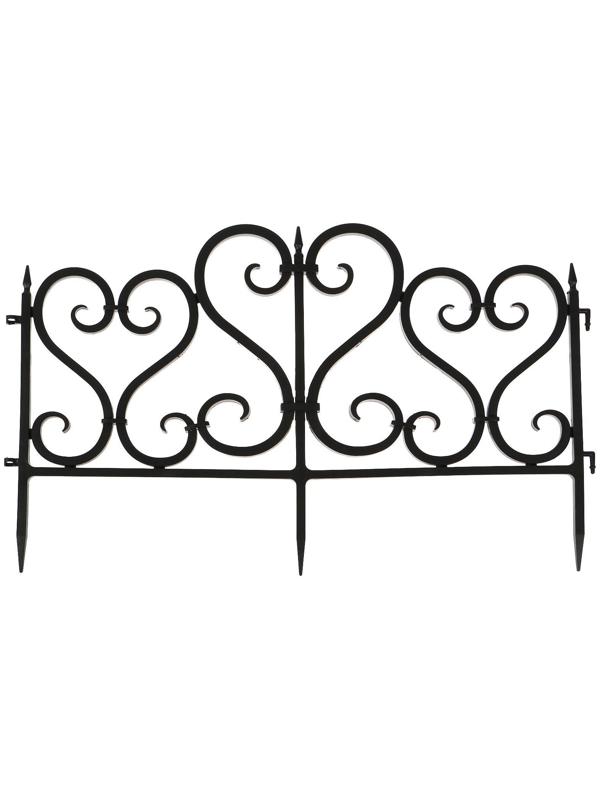 Ограждение декоративное, 32 × 300 см, 6 секций, пластик, чёрное
