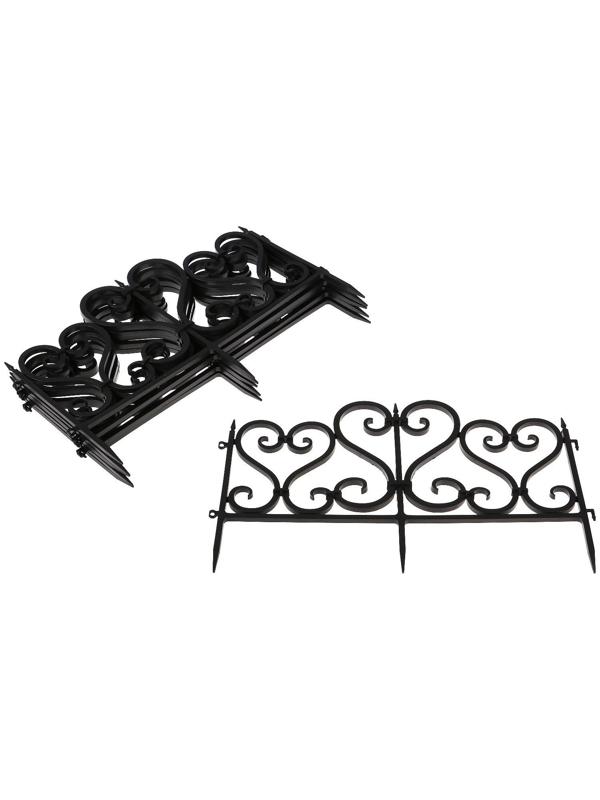 Ограждение декоративное, 32 × 300 см, 6 секций, пластик, чёрное