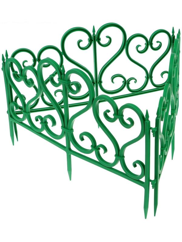 Ограждение декоративное, 32 × 300 см, 6 секций, пластик, зелёное