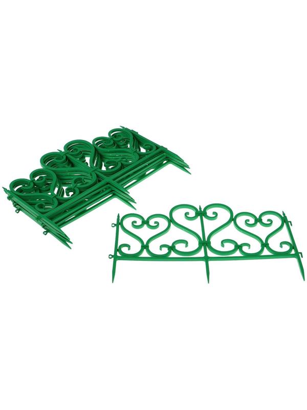 Ограждение декоративное, 32 × 300 см, 6 секций, пластик, зелёное