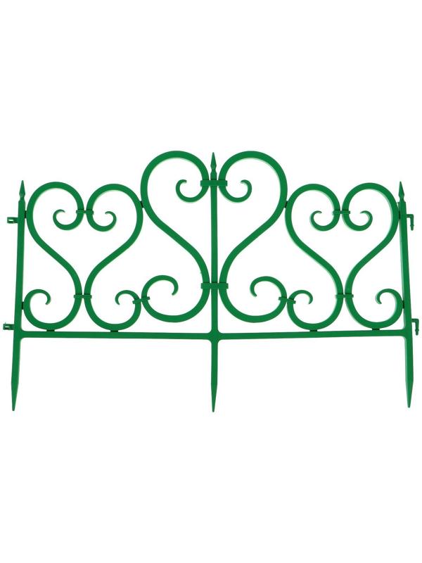 Ограждение декоративное, 32 × 300 см, 6 секций, пластик, зелёное