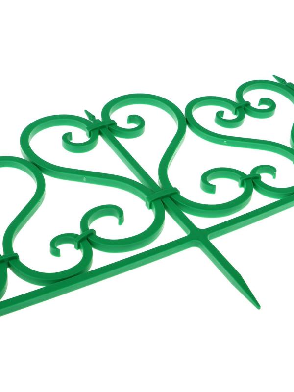 Ограждение декоративное, 32 × 300 см, 6 секций, пластик, зелёное