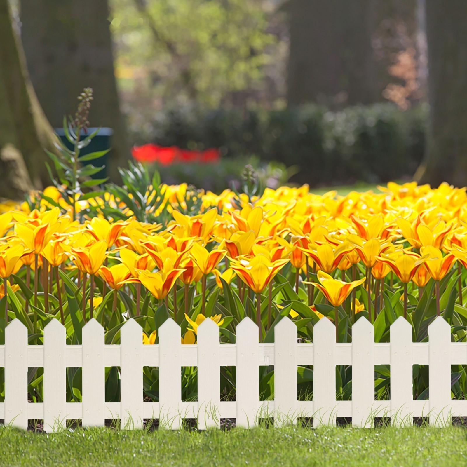 Ограждение декоративное, 30 × 196 см, 4 секции, пластик, белое, «Палисадник»