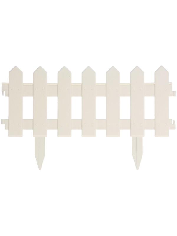 Ограждение декоративное, 30 × 196 см, 4 секции, пластик, белое, «Палисадник»