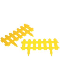 Ограждение декоративное, 30 × 196 см, 4 секции, пластик, жёлтое, «Палисадник»