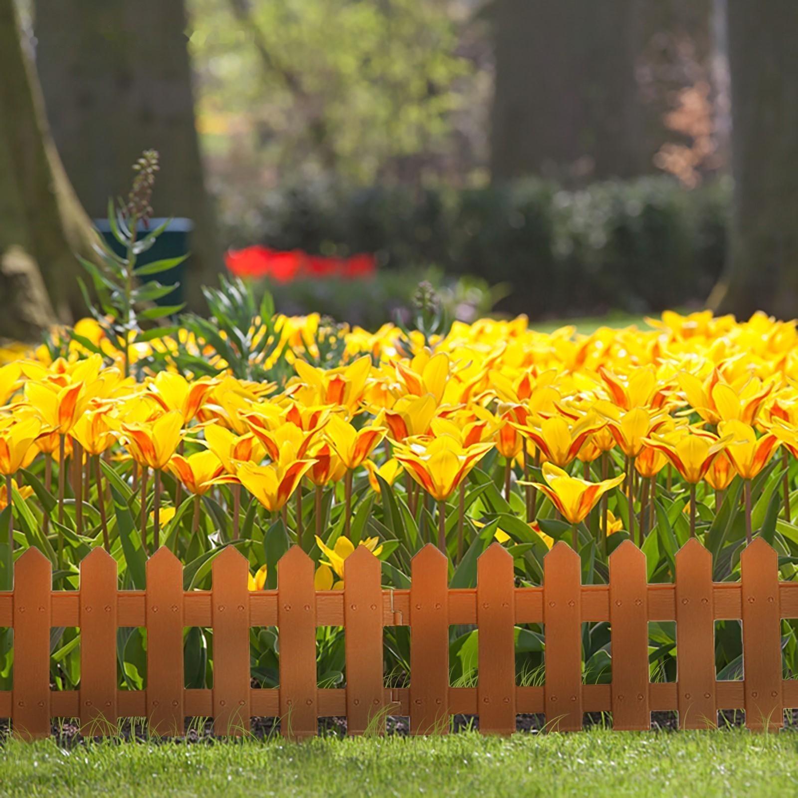 Ограждение декоративное, 30 × 196 см, 4 секции, пластик, коричневое, «Палисадник»
