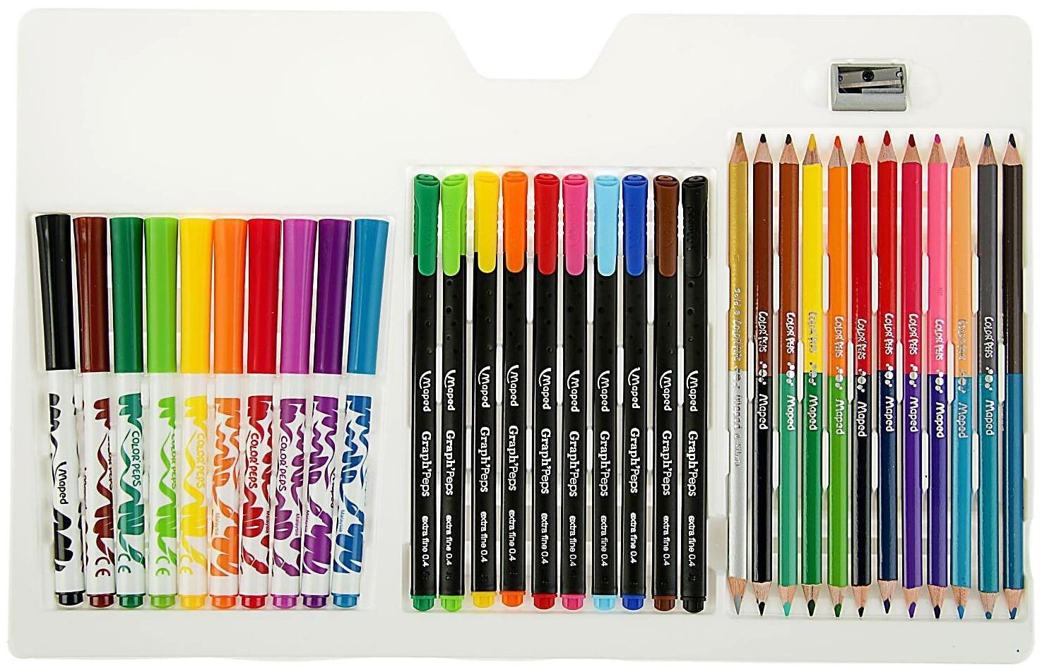 Набор для рисования Maped Color Peps 33 предмета: фломастеры, ручка капилярная, карандаши цветные двусторонние, точилка